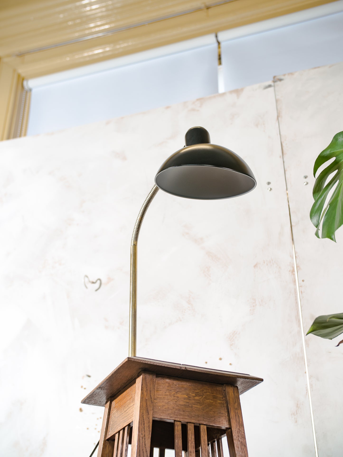 1940s Kaiser Idell 6740 Clamp Lamp, Restored Antique Gooseneck Task Lighting, Bauhaus design by Christian Dell with Super Lampshade
