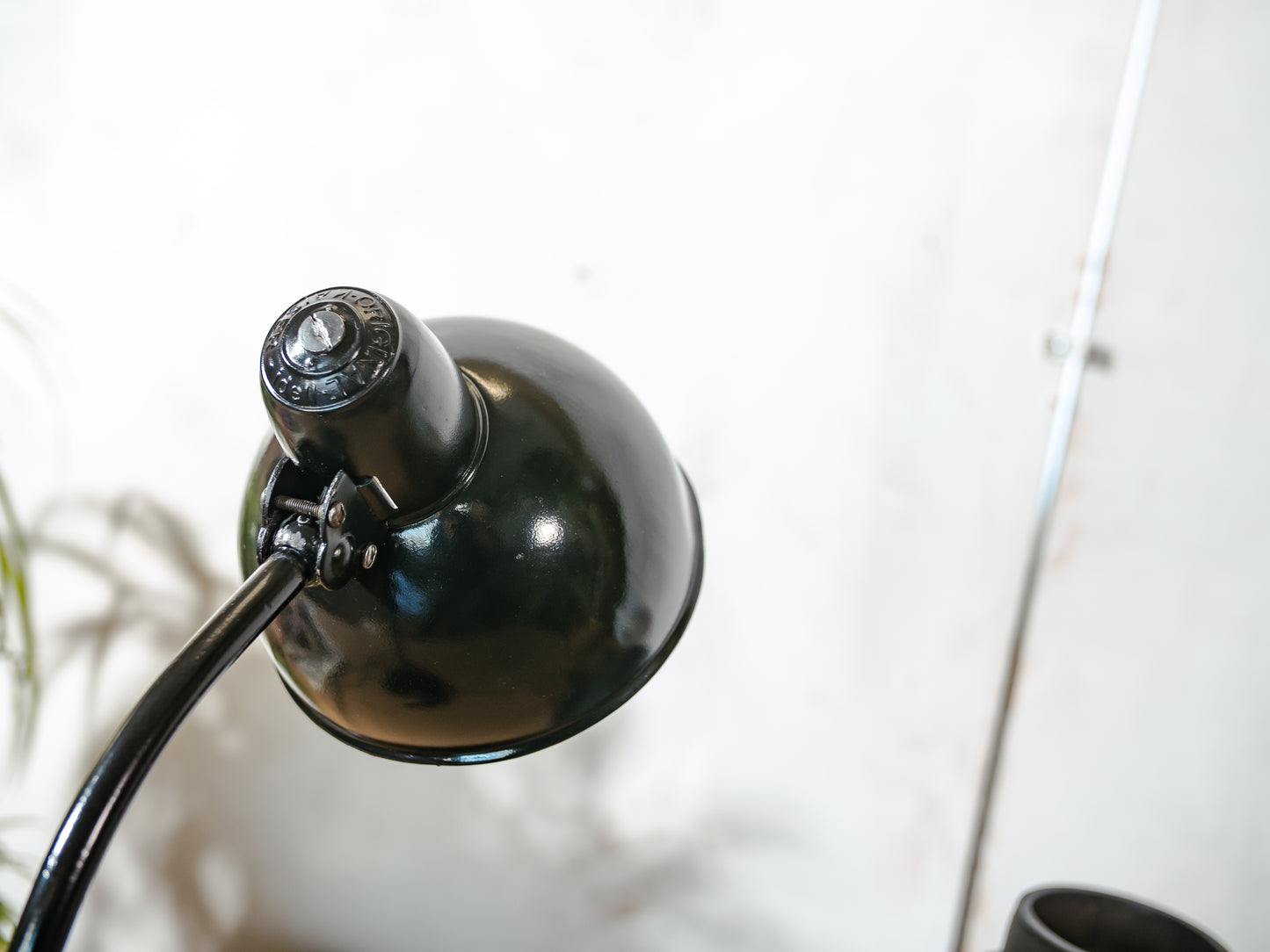 1940s Kaiser Idell Model 6556 Table Lamp Black, Bauhaus interior, designed by Christian Dell, Antique Restored Table desk light