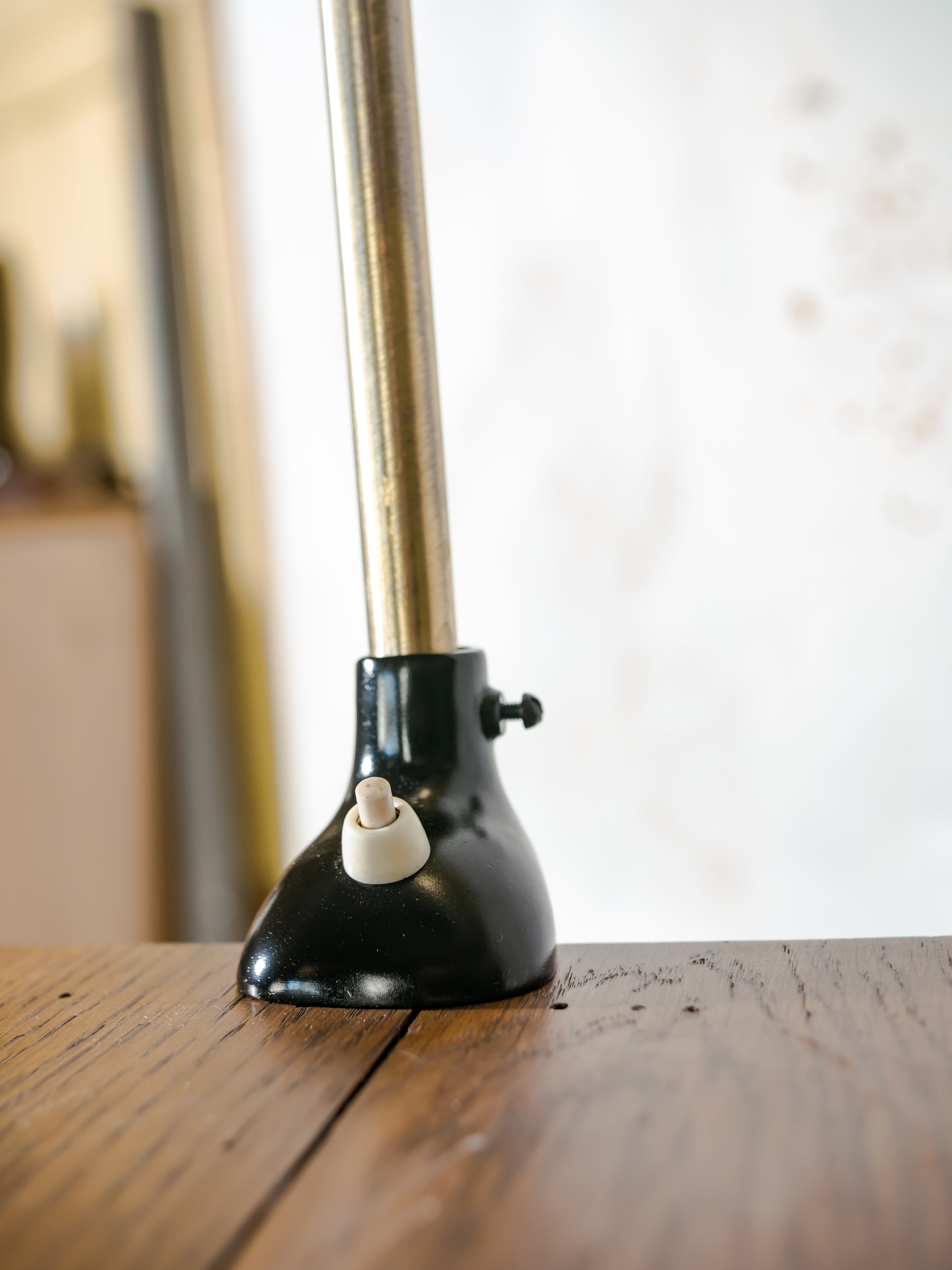 1940s Kaiser Idell 6740 Clamp Lamp, Restored Antique Gooseneck Task Lighting, Bauhaus design by Christian Dell with Super Lampshade