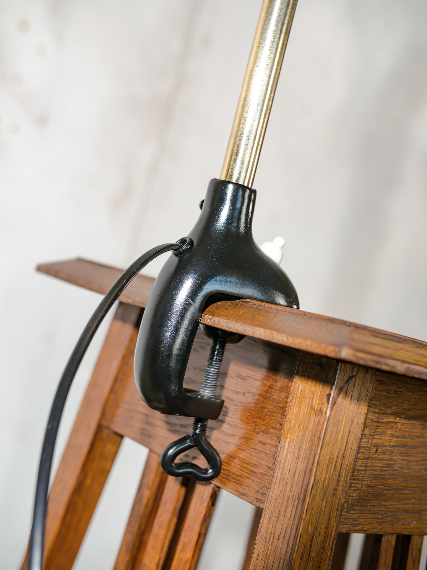 1940s Kaiser Idell 6740 Clamp Lamp, Restored Antique Gooseneck Task Lighting, Bauhaus design by Christian Dell with Super Lampshade
