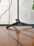 Vintage Double Spotlight Industrial Floor Lamp, 1950s Machine Lamps on Tripod, Unique Lighting with Patina, Chrome & Black Task Light