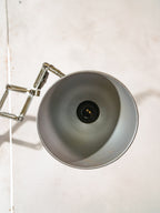1960s Scissor Wall Lamp by Instala Decín, Dark Green Military Accordion Light, Industrial Harmonica Lighting with Gooseneck, Rewired E27 LED