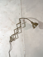1960s Scissor Wall Lamp by Instala Decín, Dark Green Military Accordion Light, Industrial Harmonica Lighting with Gooseneck, Rewired E27 LED