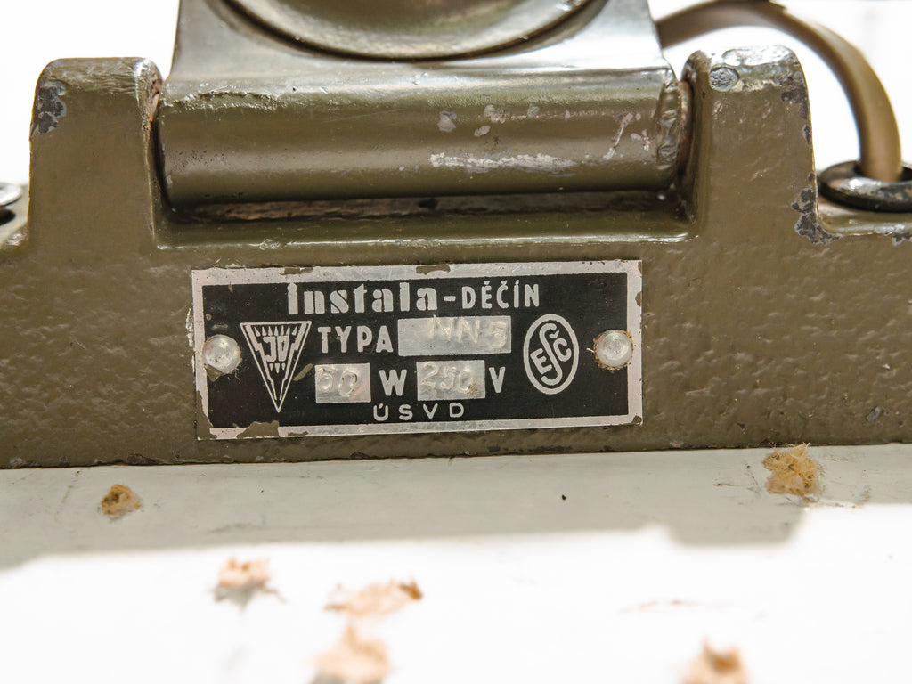 Schaarlamp uit de jaren 60 van Instala Decín, donkergroene militaire accordeon lamp, industriële harmonica verlichting met zwanenhals, opnieuw bedraad E27 LED