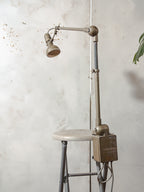 1950s Lumina Breveté Clamp lamp, Vintage 2 arm Articulated Workshop light made in France | Retro Table Desk lamp, Brown Sewing lighting