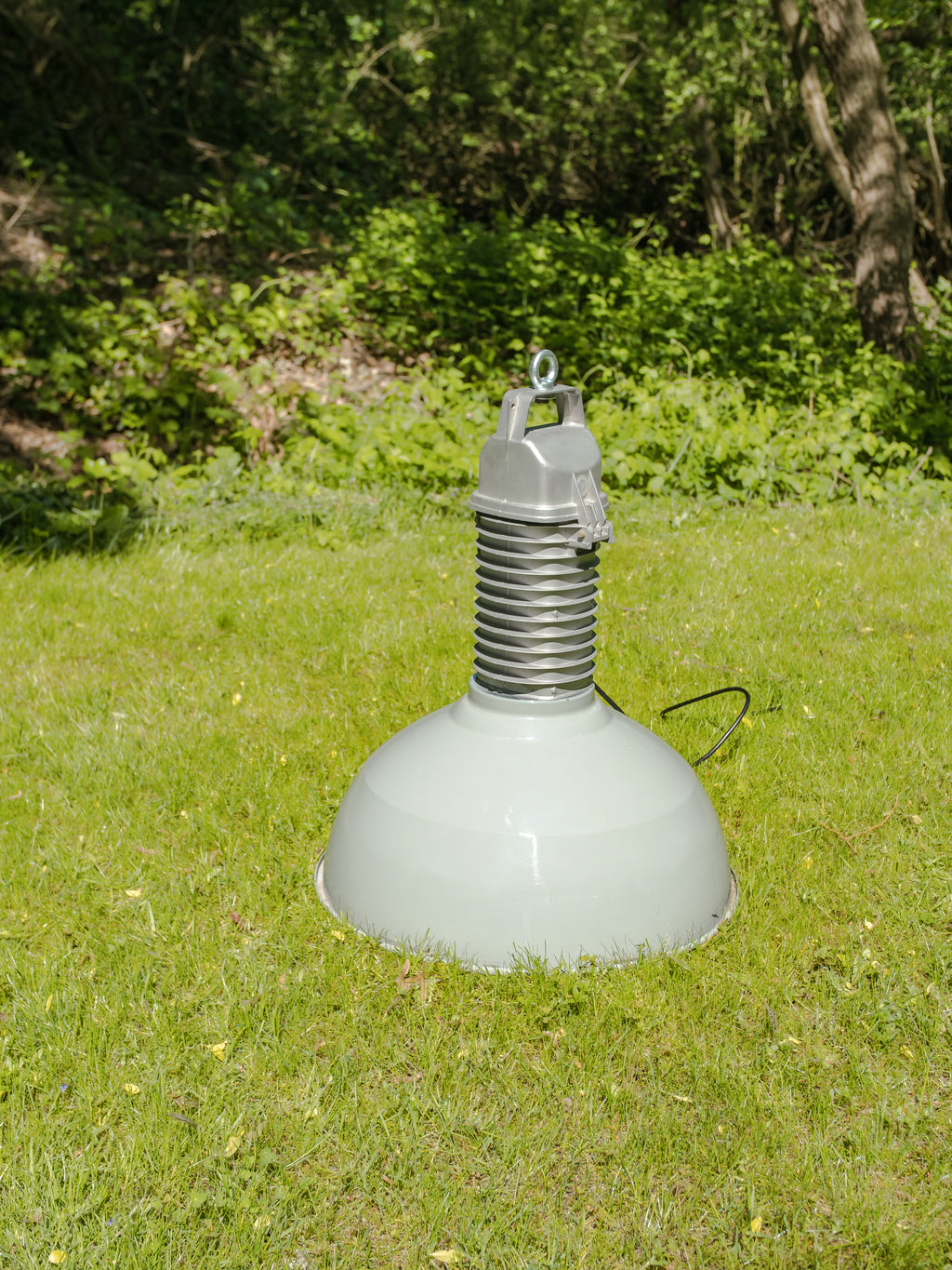 Large Industrial Factory Pendant Light with Gray Enamel Shade, 1950s Philips HDK Hanging Workshop Lamp, Fully Renovated and Rewired E27