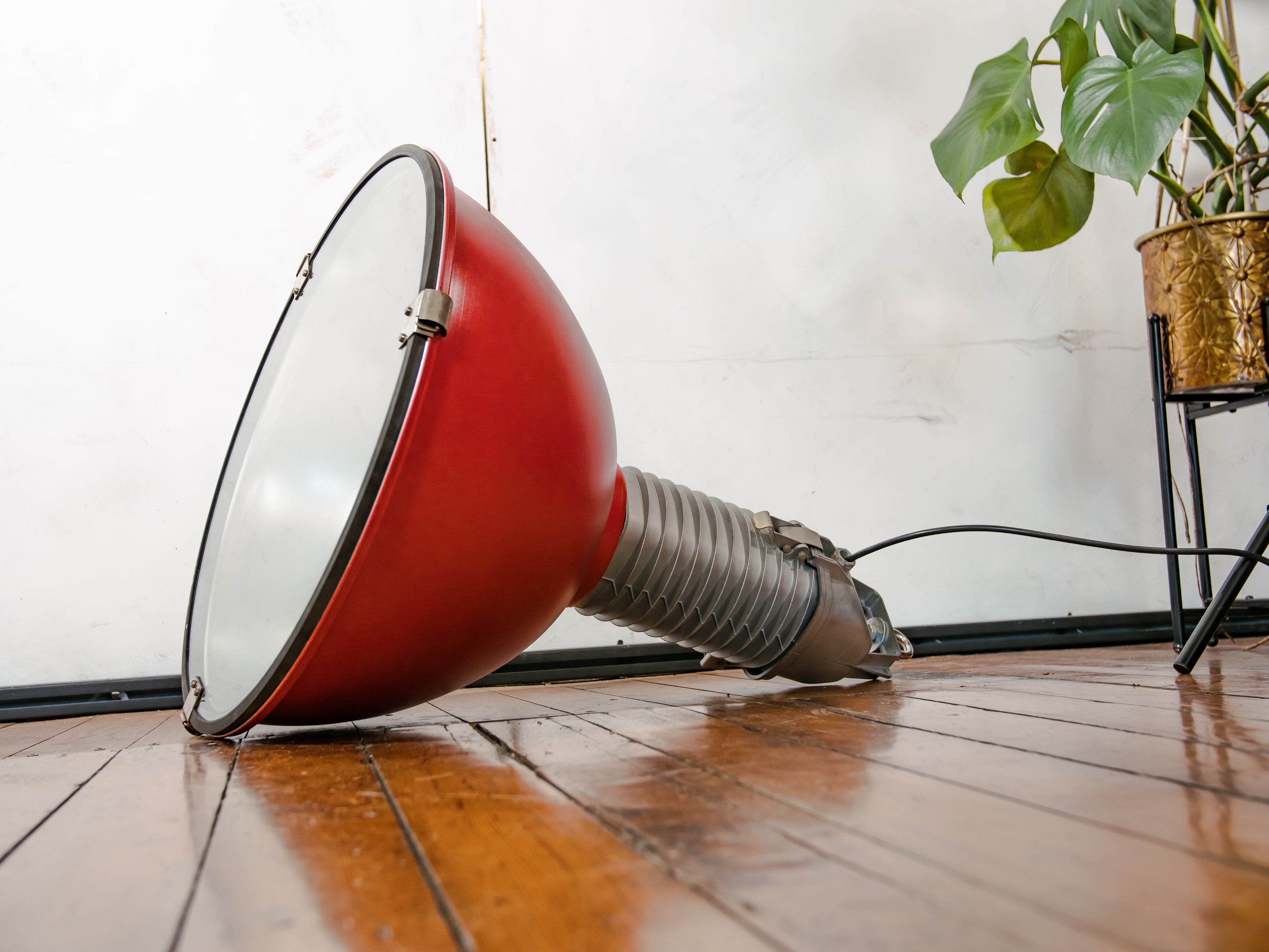 Vintage Philips Industrial 1950s Factory Pendant Light, Aluminum Gray & Workshop Lamp, Made in Holland