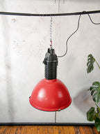 Philips HDK 400 Industriële Hanglamp uit de jaren 50, Rood en Zwart Aluminium Hanglamp, Gemaakt in Nederland