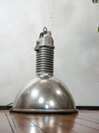 Large Industrial 1950s Factory Pendant Light by Philips Holland, Renovated Aluminum Hang Lamp with Plexiglass cover, Kitchen Island decor