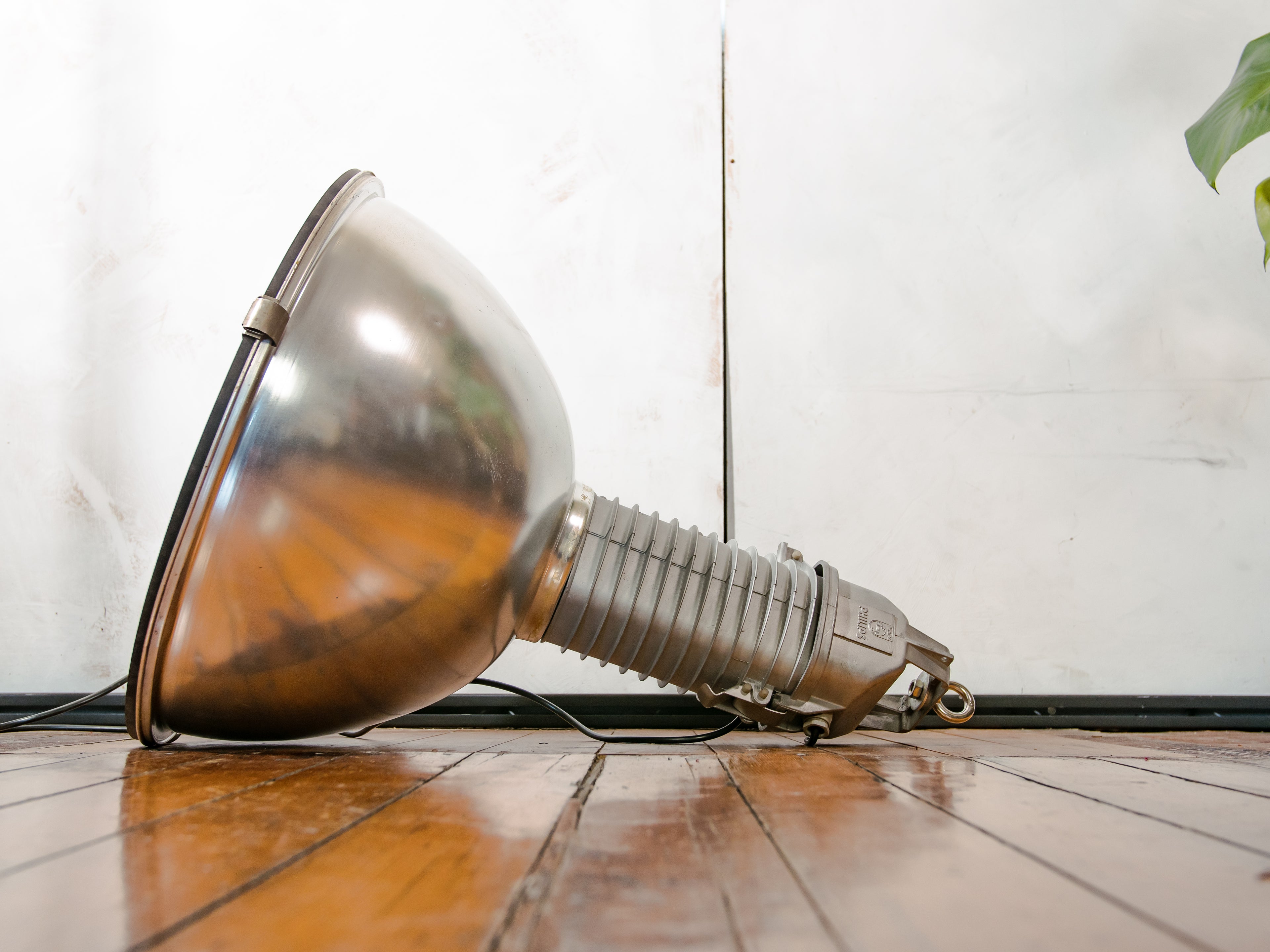 Large Industrial 1950s Factory Pendant Light by Philips Holland, Renovated Aluminum Hang Lamp with Plexiglass cover, Kitchen Island decor