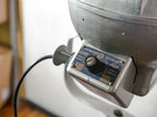 Mole Richardson Super Pup 1940s, Gray Hollywood Film Spotlight Floor lamp, Rare Stage light on Vintage Wooden Surveyor Tripod