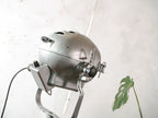 Mole Richardson Super Pup 1940s, Gray Hollywood Film Spotlight Floor lamp, Rare Stage light on Vintage Wooden Surveyor Tripod