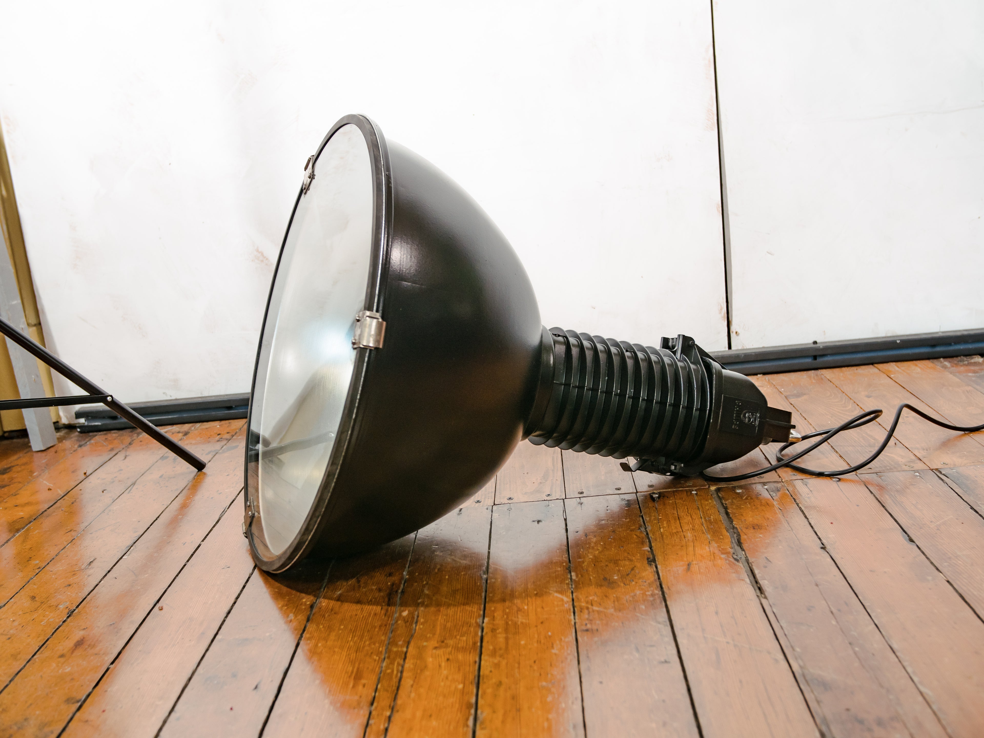 Black Factory Pendant Light by Philips, 1950s Industrial interior Workshop Ceiling lamp, Loft large hanging lamp