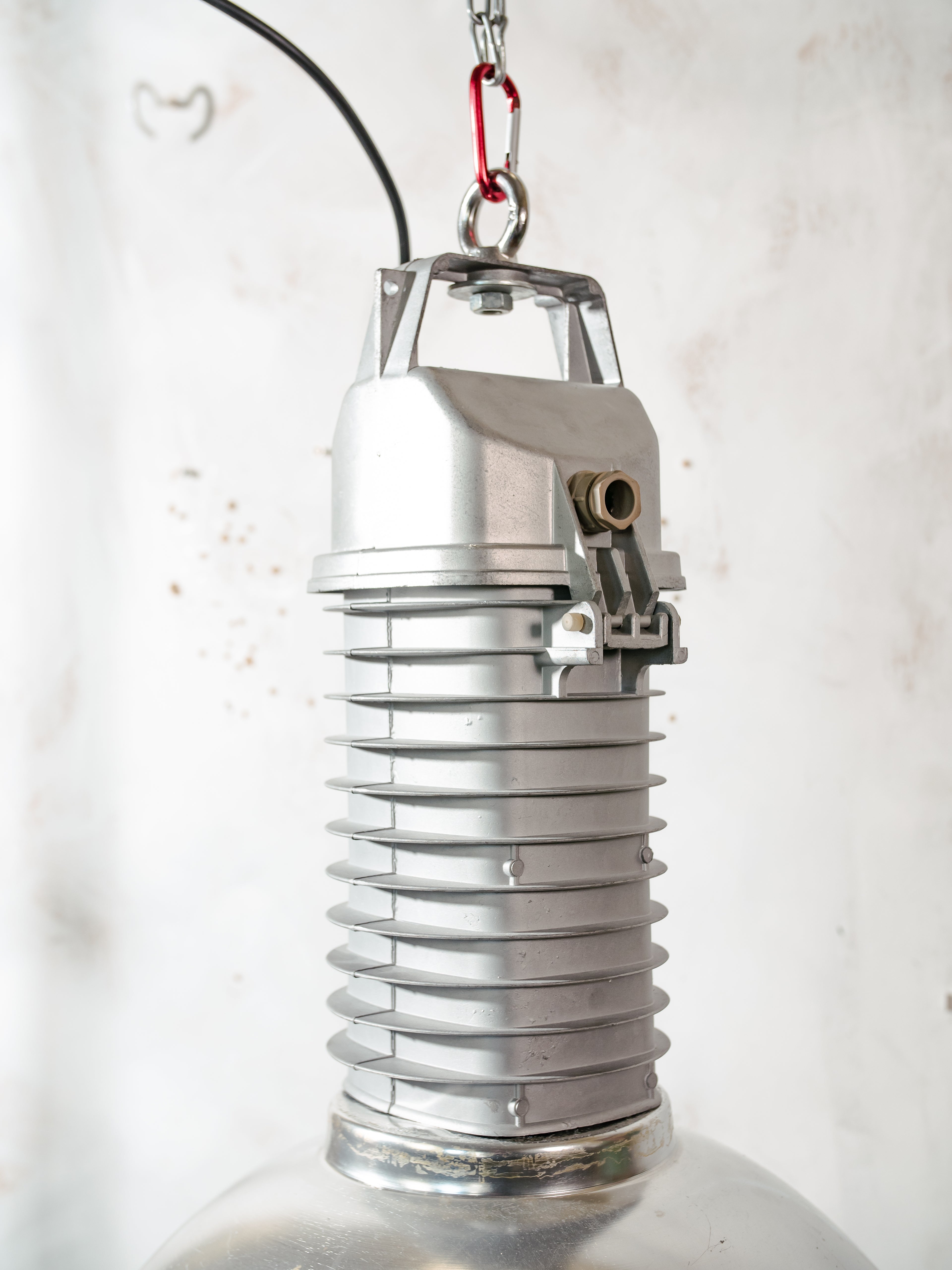 Large Industrial 1950s Factory Pendant Light by Philips Holland, Renovated Aluminum Hang Lamp with Plexiglass cover, Kitchen Island decor