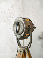 Vintage Medium size stage light Floor lamp, 1960s ADB Belgium Theater Spotlight | Wooden Surveyors Tripod light