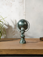 1950s Jieldé Wall Sconce Lamp, Metallic Green Industrial Wall Light, French Loft Lamp by Jean Louis Domecq