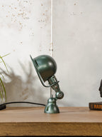 1950s Jieldé Wall Sconce Lamp, Metallic Green Industrial Wall Light, French Loft Lamp by Jean Louis Domecq