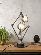 RARE Double Jieldé Lamp,4 Arm Industrial Table Lamp, Restored Polished French Workshop Light, Jean Louis Domecq, Sculptural Desk Lamp