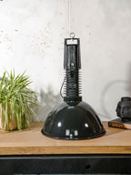 Philips HDK Fabriekslamp hanglamp uit de jaren 50 - XXL zwart emaille industriële verlichting, gemaakt in Nederland - high top & high shade