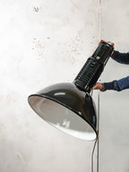 Philips HDK Fabriekslamp hanglamp uit de jaren 50 - XXL zwart emaille industriële verlichting, gemaakt in Nederland - high top & high shade