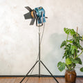 A.E. Cremer Paris Blue Fresnel Theatre Spotlight Floor Lamp | 1950s Studio Light on ori Steel Tripod