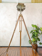 ADB SP.1000 Belgian Theatre Spotlight Floor Lamp | 1960s 1KW Stage Light on Wild Heerbrugg Surveyor's Tripod