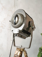 ADB SP.1000 Belgian Theatre Spotlight Floor Lamp | 1960s 1KW Stage Light on Wild Heerbrugg Surveyor's Tripod