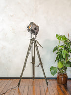 ADB BU.5 Belgian Studio Spotlight Floor Lamp | 1960s Stage Light on Ertel-Werk Bundeswehr Field Tripod