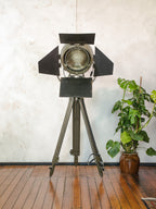 Mole Richardson 612 "Sputnik" Hollywood Film Spotlight | 1950s Bayerischer Rundfunk Studio Light on Bundeswehr Tripod