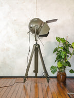 Mole Richardson 612 "Sputnik" Hollywood Film Spotlight | 1950s Bayerischer Rundfunk Studio Light on Bundeswehr Tripod