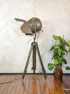 Mole Richardson 612 "Sputnik" Hollywood Film Spotlight | 1950s Bayerischer Rundfunk Studio Light on Bundeswehr Tripod