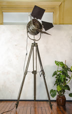 Mole Richardson 612 "Sputnik" Hollywood Film Spotlight | 1950s Bayerischer Rundfunk Studio Light on Bundeswehr Tripod