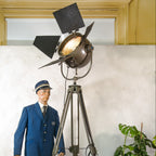 Mole Richardson 612 "Sputnik" Hollywood Film Spotlight | 1950s Bayerischer Rundfunk Studio Light on Bundeswehr Tripod