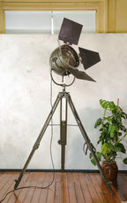 Mole Richardson 612 "Sputnik" Hollywood Film Spotlight | 1950s Bayerischer Rundfunk Studio Light on Bundeswehr Tripod
