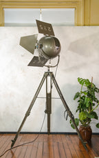 Mole Richardson 612 "Sputnik" Hollywood Film Spotlight | 1950s Bayerischer Rundfunk Studio Light on Bundeswehr Tripod