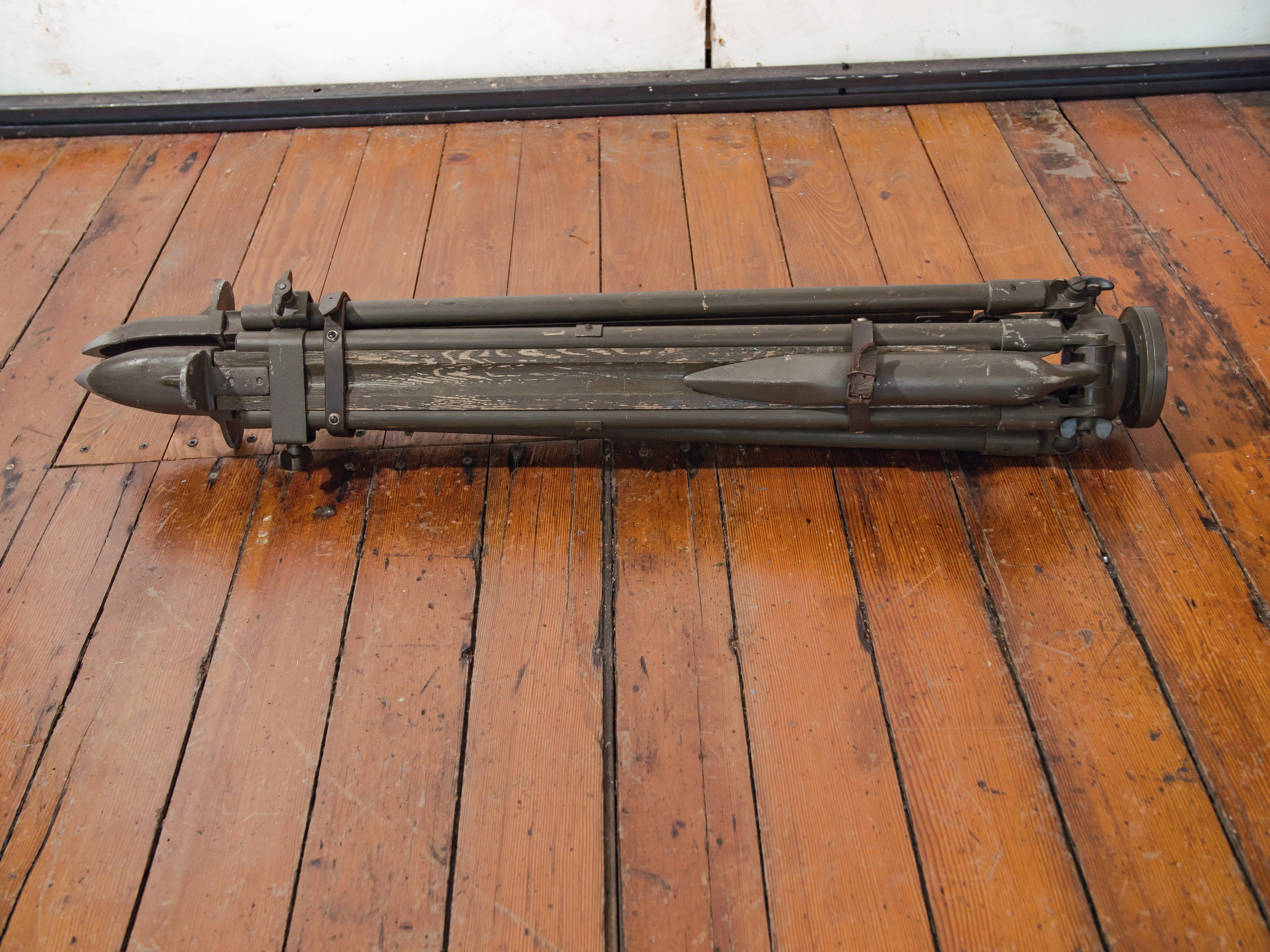 Vintage Bundeswehr Wooden Field Tripod by Ertel-Werk | German Army Surveyor's Stand with Ball Joint