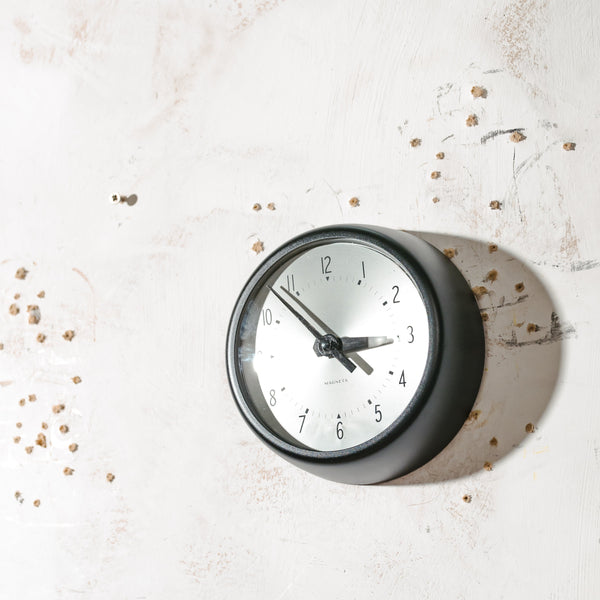 Small Magneta Slave Clock | Compact Mid-Century British GPO Clock, Satin Black, Quartz