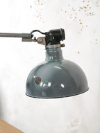 Rademacher Task Lamp | 1930s German Wall or Desk Work Lamp, Blue-Grey Enamel shade