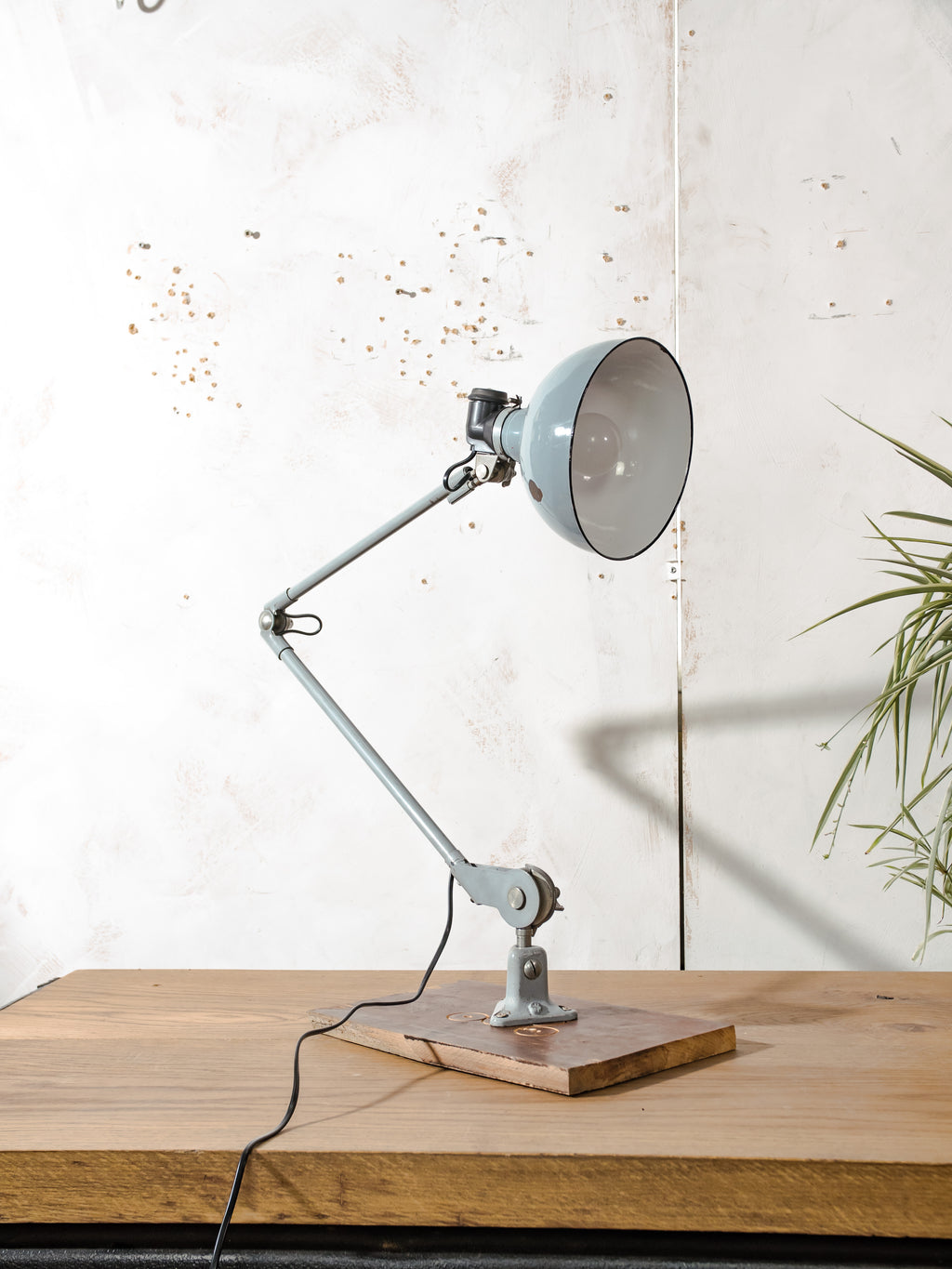 Rademacher Task Lamp | 1930s German Wall or Desk Work Lamp, Blue-Grey Enamel shade