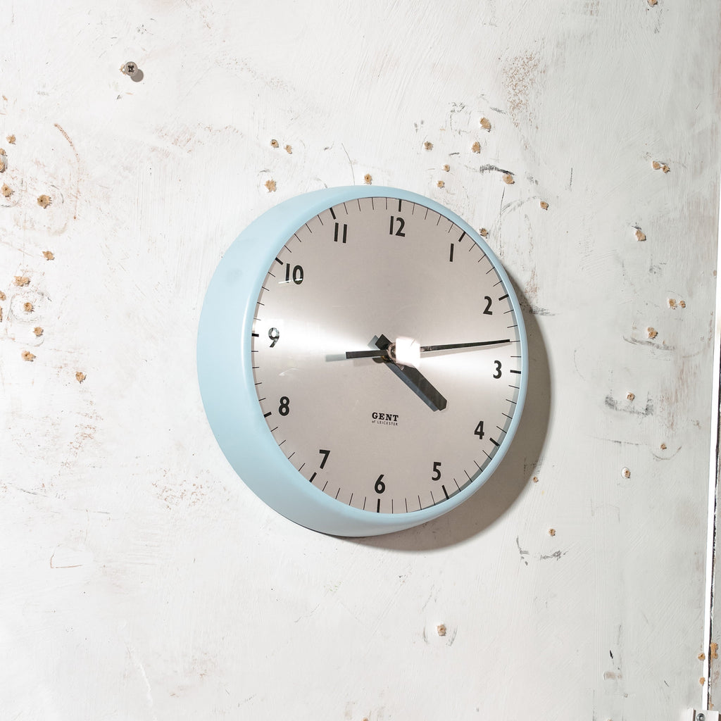 Gent of Leicester Slave Clock | 1960s Baby Blue Factory Clock, Quartz Movement