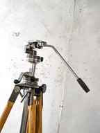 Vintage Grote Berlebach Mulda Houten Studiostatief | Compleet, Volledig Origineel Camerastatief met Pan-Tilt Kop en Tandheugel Middenkolom