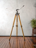 Vintage Grote Berlebach Mulda Houten Studiostatief | Compleet, Volledig Origineel Camerastatief met Pan-Tilt Kop en Tandheugel Middenkolom