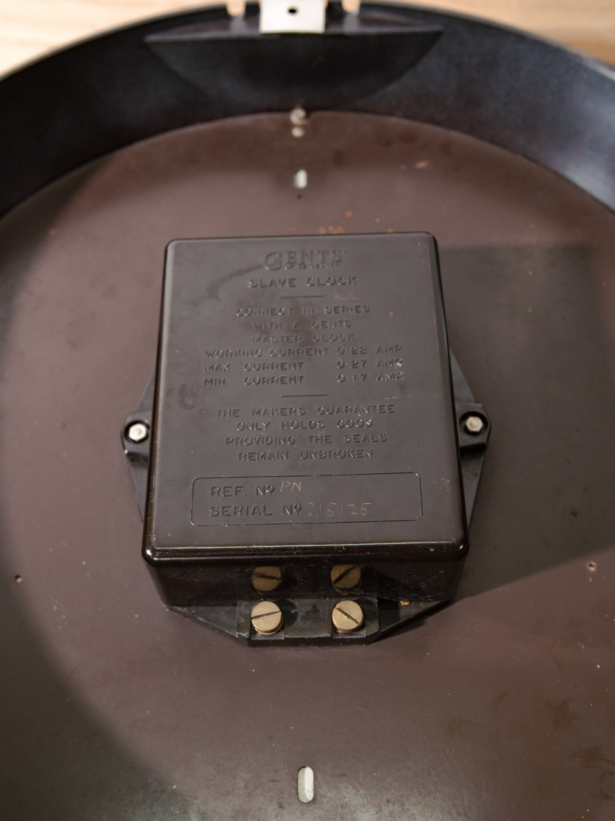 Gents of Leicester Factory Clock for Gledhill-Brook Time Recorders Halifax | 1950s Bakelite Industrial Slave Clock in Satin Black