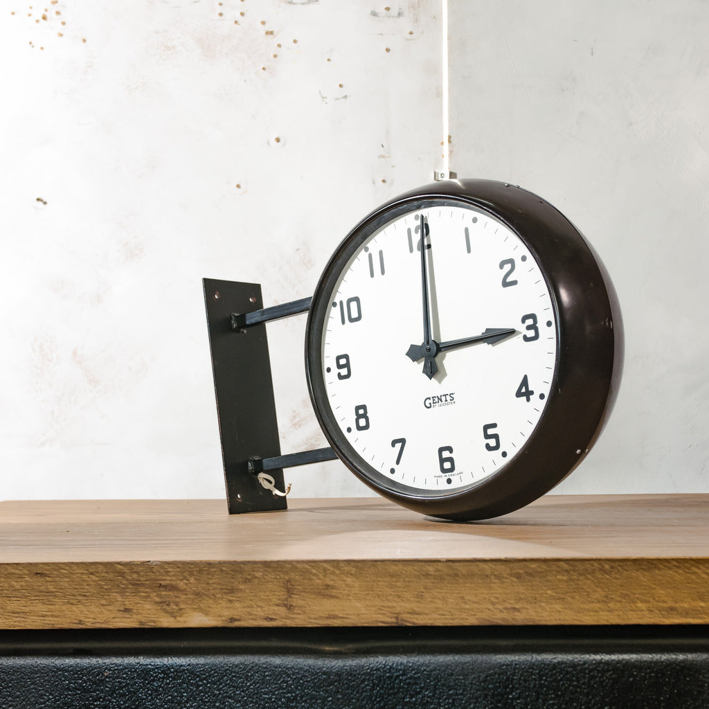 Gents of Leicester Dubbelzijdige Bakelieten Klok met Muurbeugel | 36 cm Stationsklok, Originele Uurwerken, Wand- of Plafondmontage