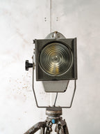 VEB Narva Theatre Spotlight Floor Lamp | East German GDR Stage Light on Ertel-Werk Bundeswehr Tripod