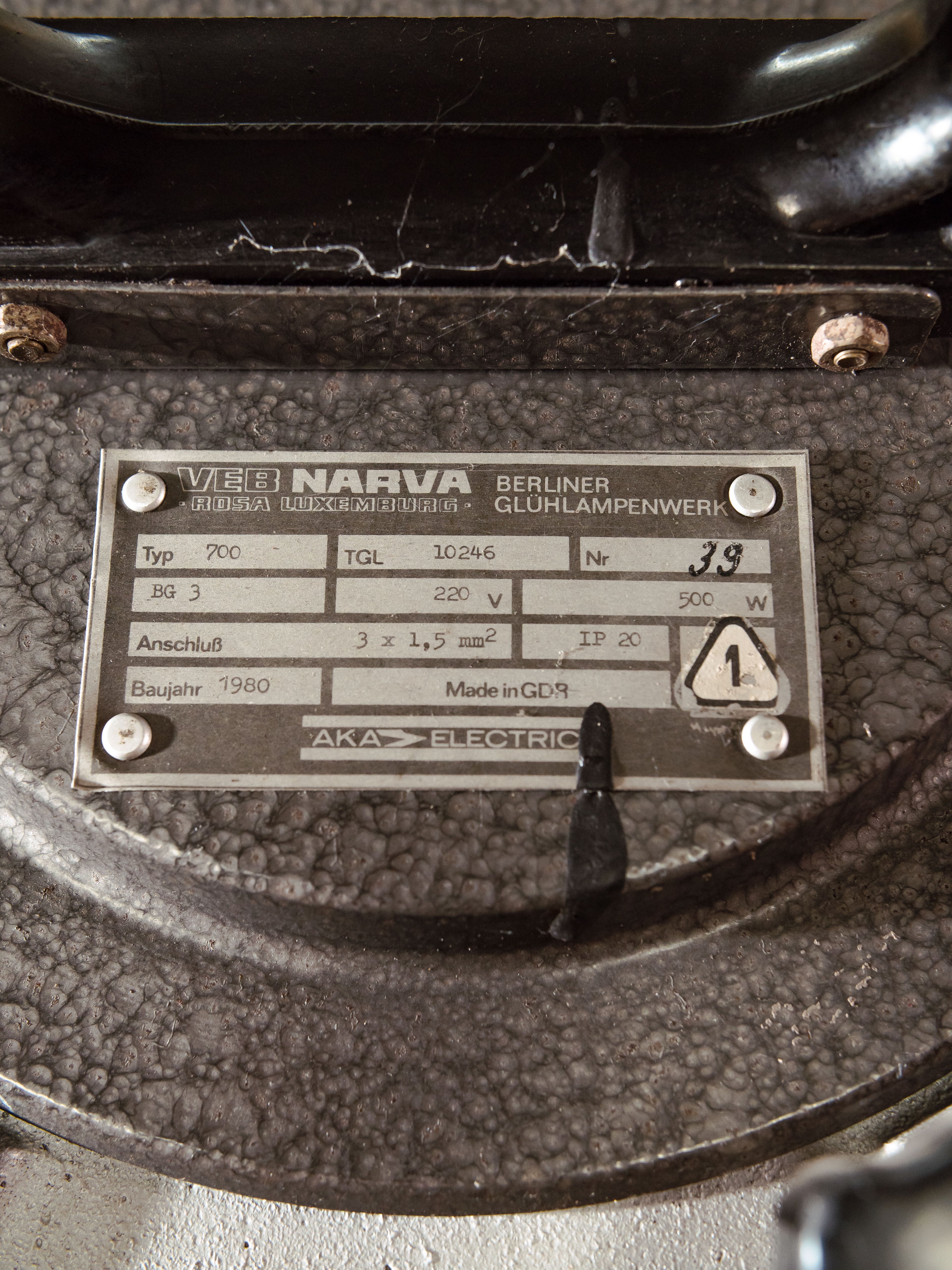 VEB Narva Theatre Spotlight Floor Lamp | East German GDR Stage Light on Ertel-Werk Bundeswehr Tripod