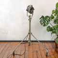 LITA Theatre Spotlight Floor Lamp | 1950s French Fresnel Projector on Rare Original Rolling Tripod