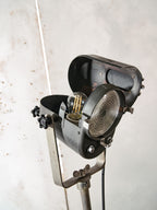 LITA Theatre Spotlight Floor Lamp | 1950s French Fresnel Projector on Rare Original Rolling Tripod