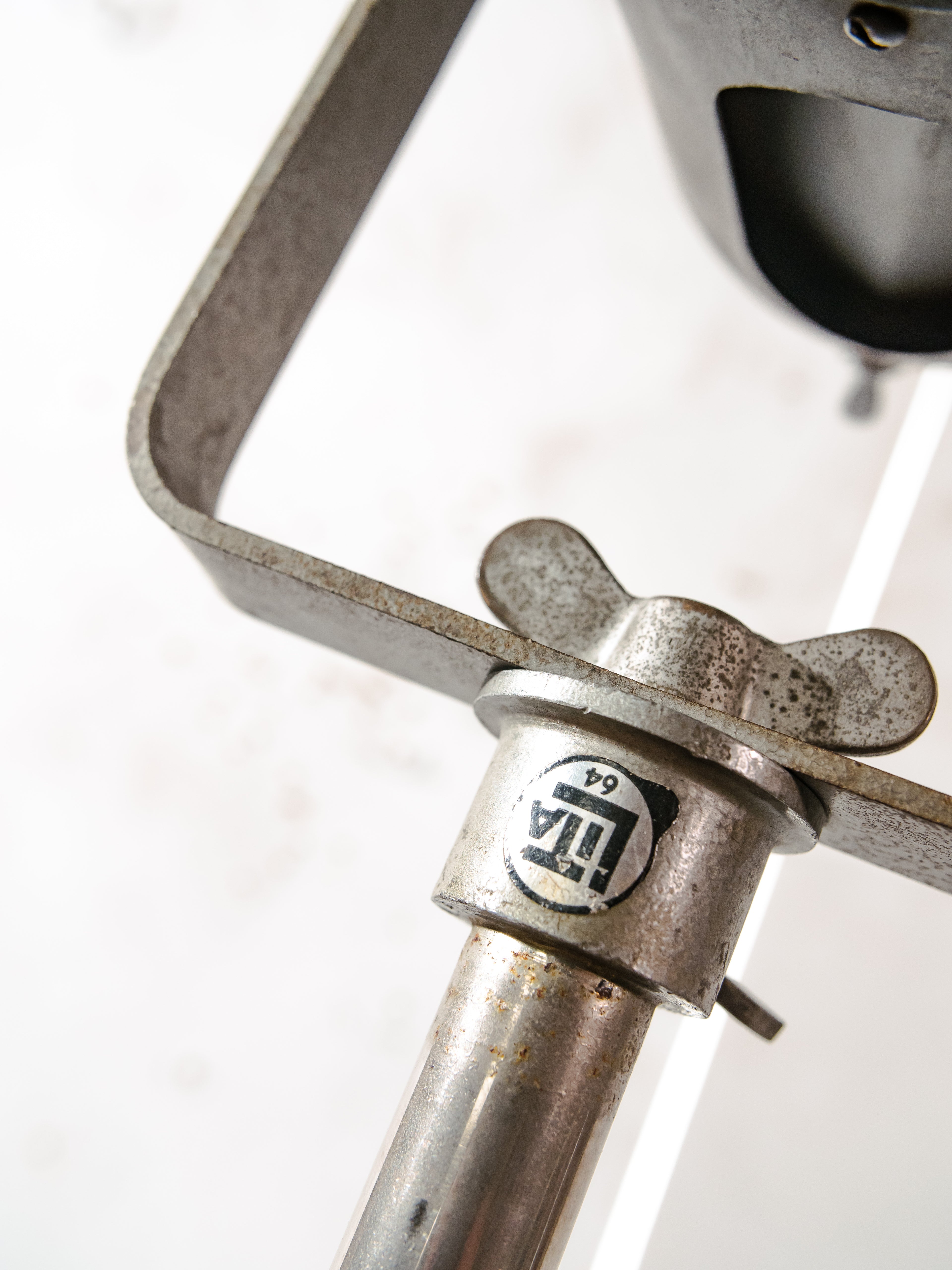 LITA Theatre Spotlight Floor Lamp | 1950s French Fresnel Projector on Rare Original Rolling Tripod