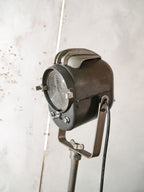LITA Theatre Spotlight Floor Lamp | 1950s French Fresnel Projector on Rare Original Rolling Tripod